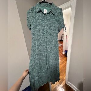 Hatch Teal Floral Midi Dress